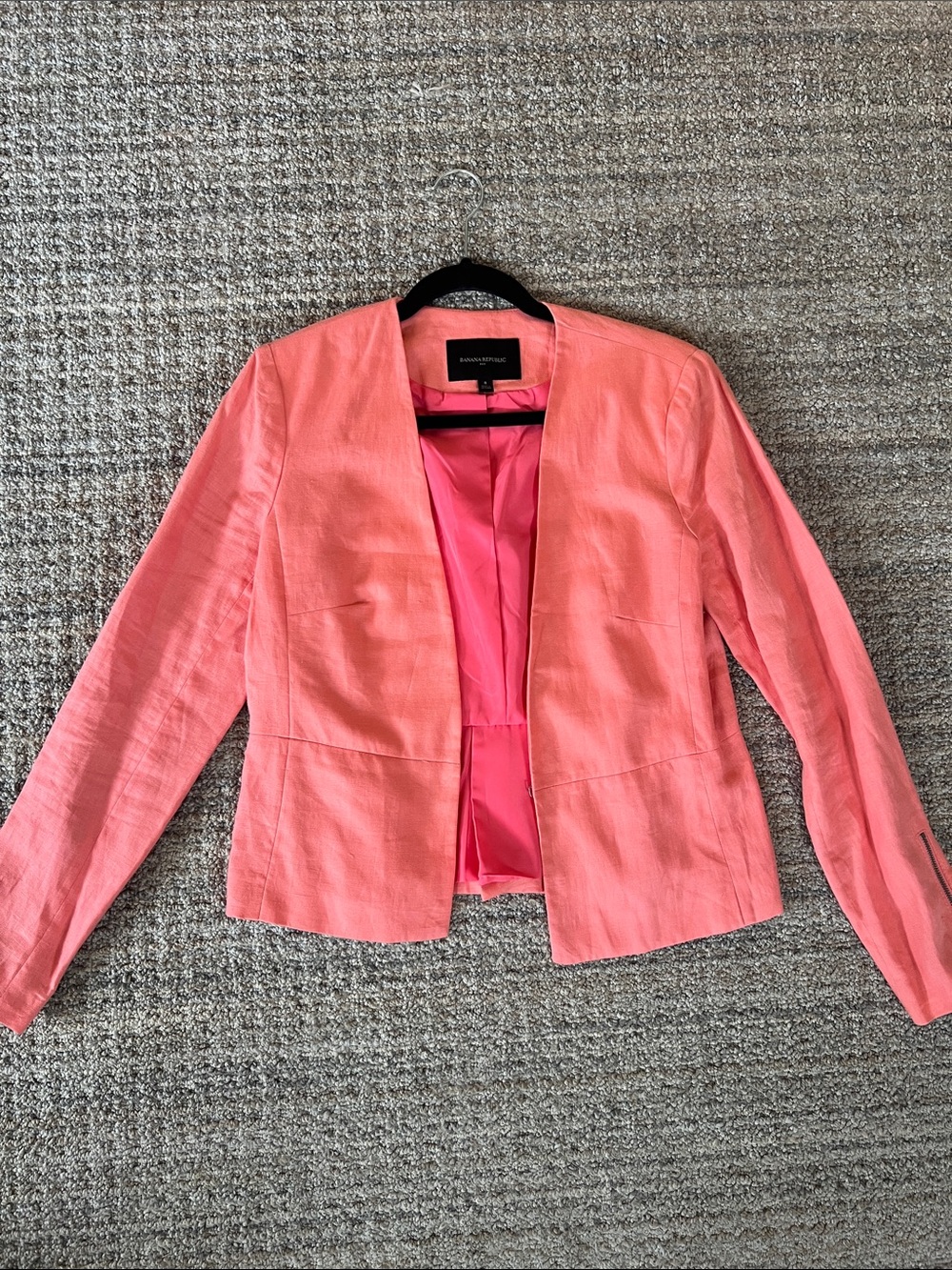 Banana Republic Coral-Pink Collarless Open Blazer